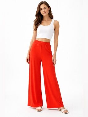 Vibrant Red Wide-Leg Women's Pants